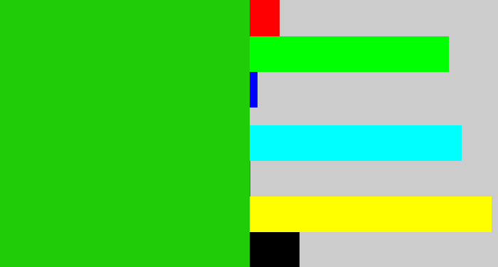 Hex color #1fcc07 - vibrant green