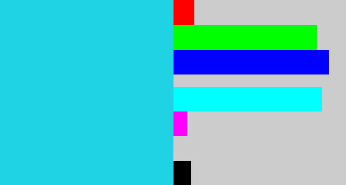 Hex color #1fd3e5 - aqua blue