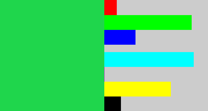 Hex color #1fd64c - shamrock green