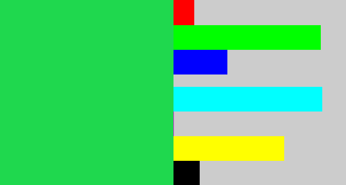 Hex color #1fd84e - shamrock green