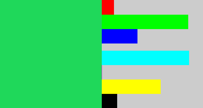 Hex color #1fd85a - algae green