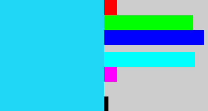 Hex color #1fd8f5 - neon blue