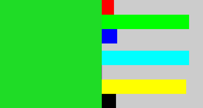 Hex color #1fdc26 - vivid green