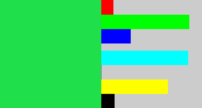 Hex color #1fdf4b - bright light green