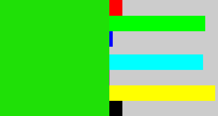 Hex color #1fe007 - vibrant green