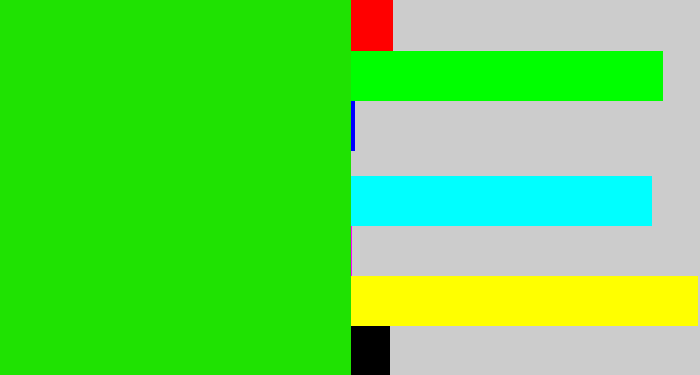 Hex color #1fe202 - vibrant green