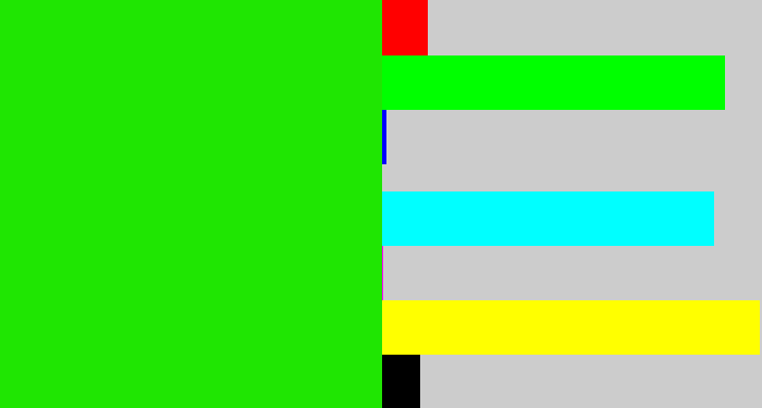 Hex color #1fe602 - highlighter green