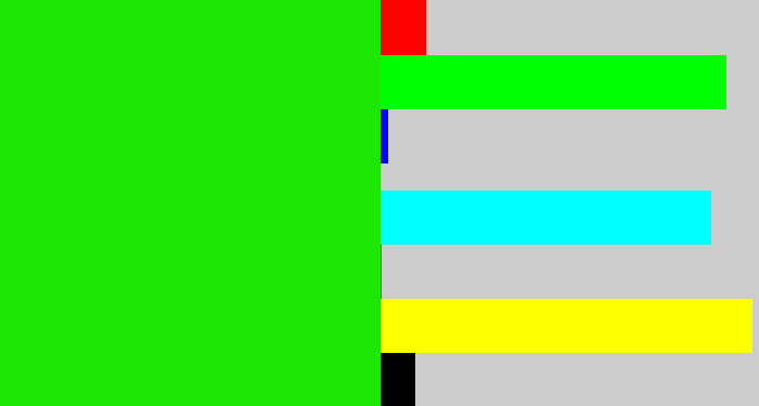 Hex color #1fe705 - vivid green