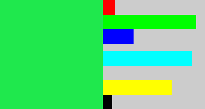 Hex color #1fe84d - bright light green