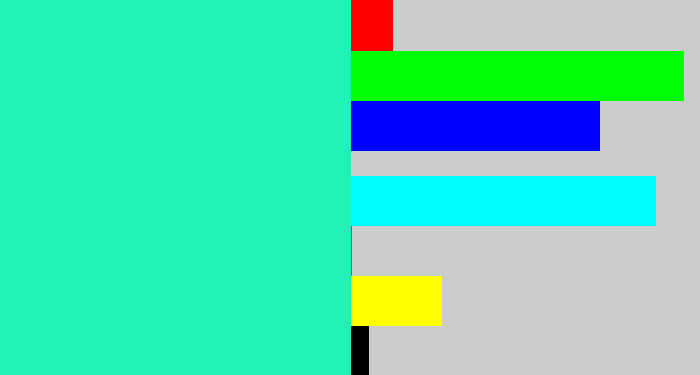 Hex color #1ff2b4 - greenish cyan
