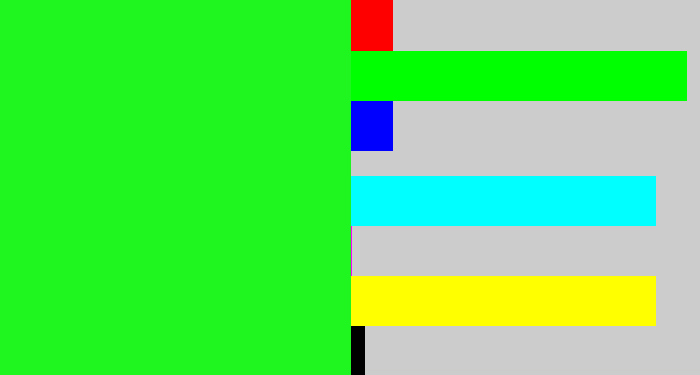 Hex color #1ff51f - radioactive green