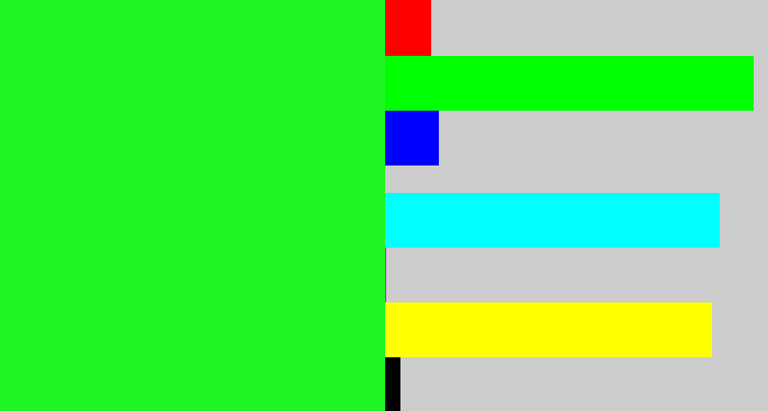 Hex color #1ff524 - hot green