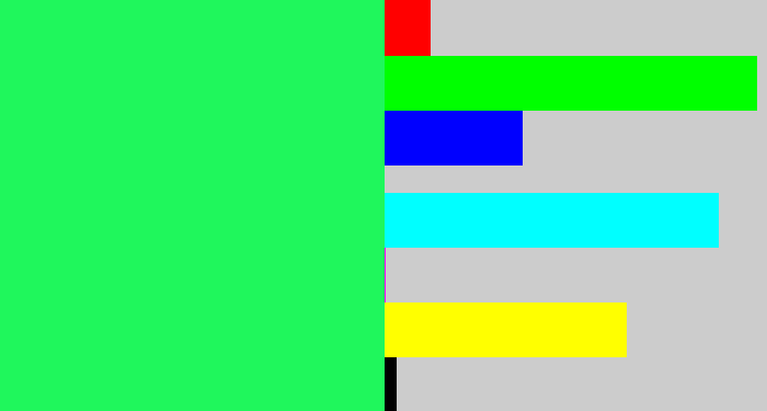 Hex color #1ff75c - bright light green