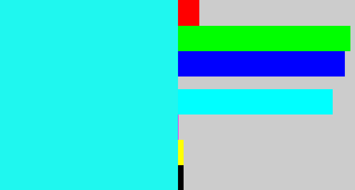 Hex color #1ff7ef - bright light blue