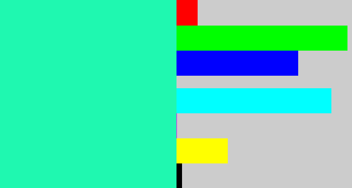 Hex color #1ff8b0 - greenish cyan