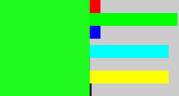 Hex color #1ffb1e - radioactive green