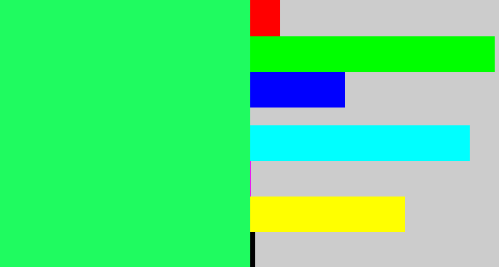 Hex color #1ffb60 - bright light green