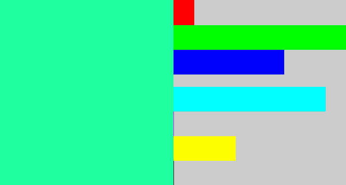 Hex color #1fffa2 - greenish cyan
