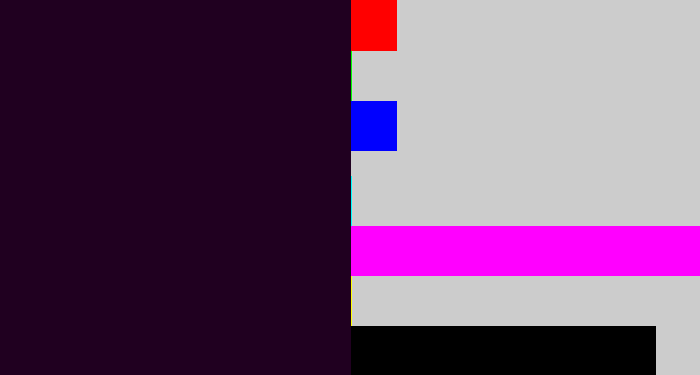 Hex color #200020 - very dark purple