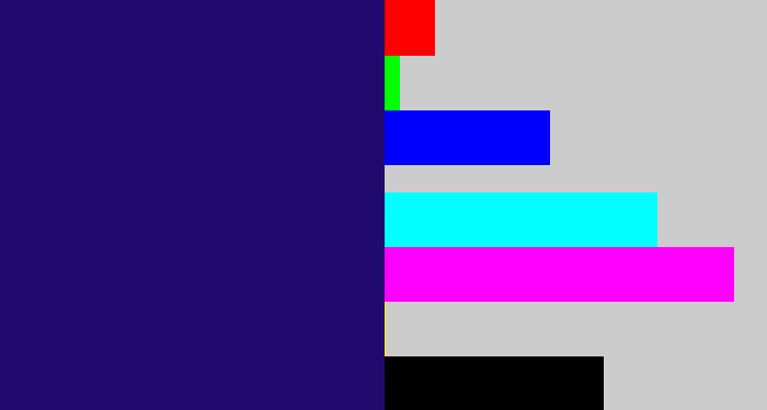 Hex color #200a6e - dark indigo