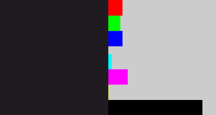 Hex color #201b21 - dark