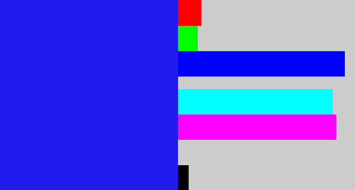 Hex color #201bef - vivid blue