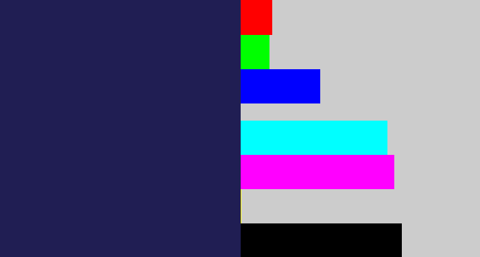 Hex color #201e53 - dark indigo