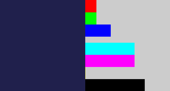 Hex color #20204c - dark indigo