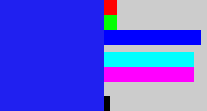 Hex color #2020f0 - vivid blue