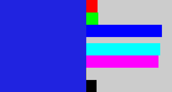 Hex color #2023e0 - ultramarine blue