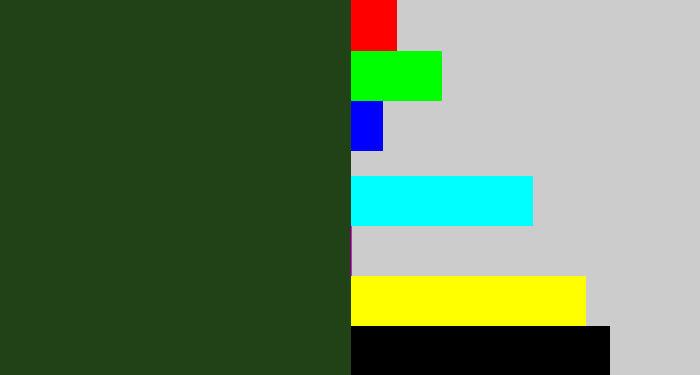 Hex color #204216 - forrest green