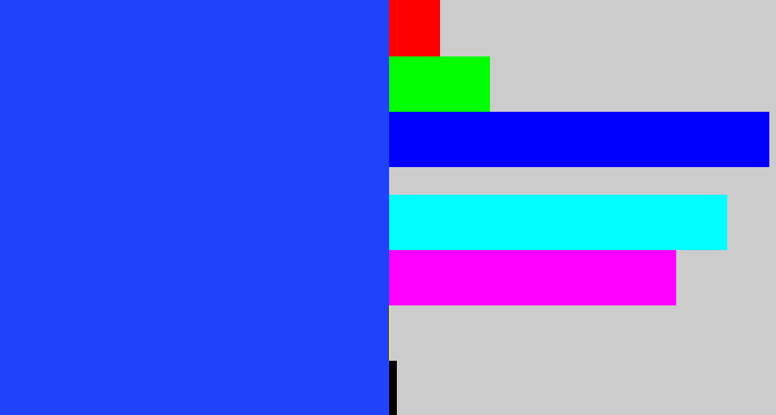 Hex color #2042fb - vivid blue
