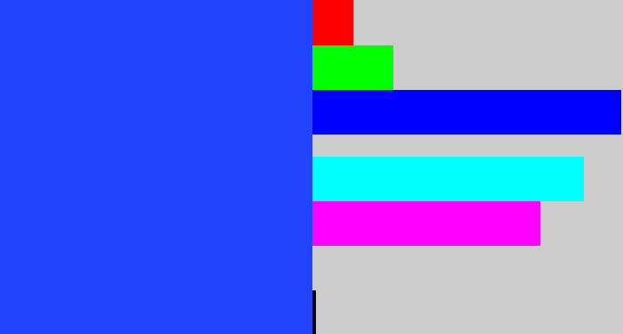 Hex color #2043fc - vivid blue