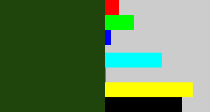 Hex color #20450c - forrest green