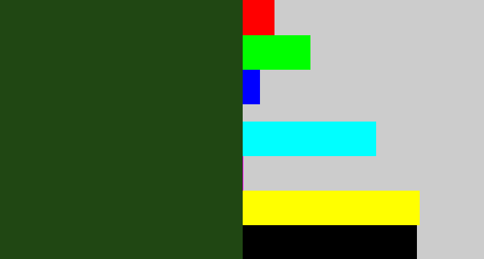 Hex color #204713 - forrest green