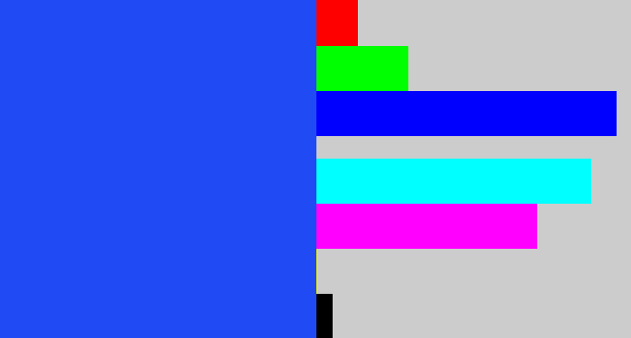 Hex color #204af3 - azul