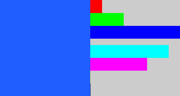 Hex color #205eff - azul