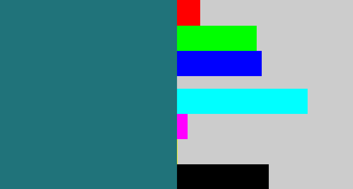 Hex color #20737a - blue green