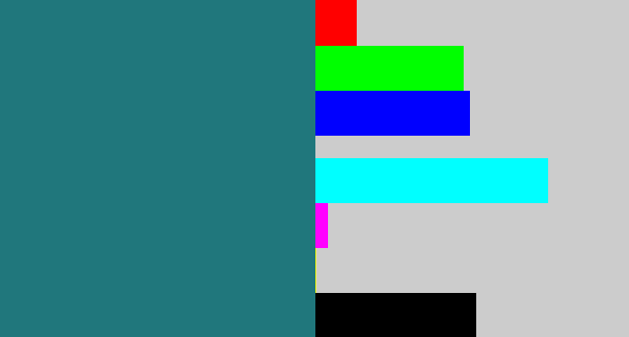 Hex color #20777c - blue green