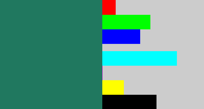 Hex color #20785f - blue green