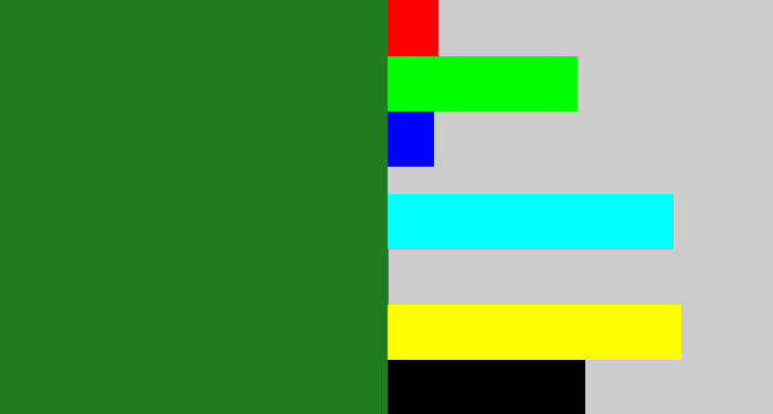 Hex color #207d1e - tree green