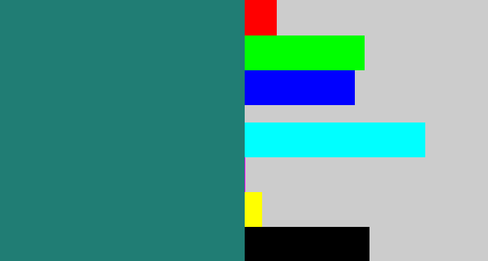 Hex color #207d74 - blue green