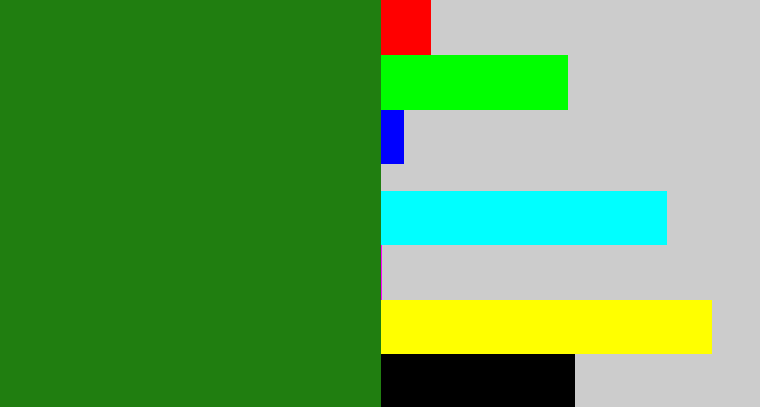 Hex color #207e10 - tree green