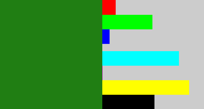Hex color #207e13 - tree green
