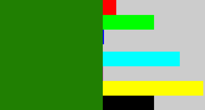Hex color #207f02 - dark grass green