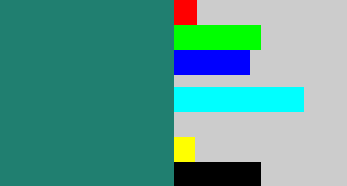 Hex color #207f70 - blue green