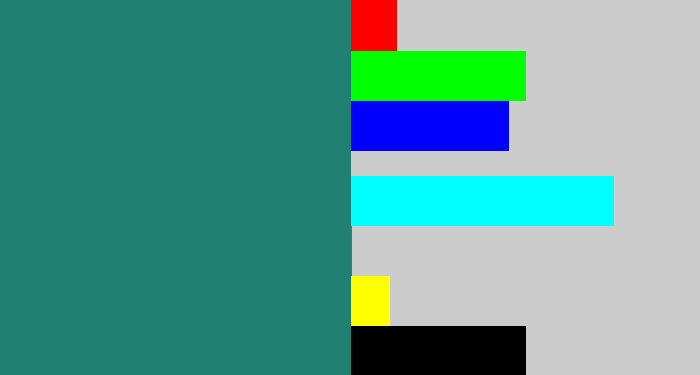 Hex color #208072 - blue green