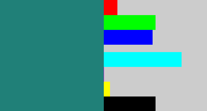 Hex color #208078 - blue green