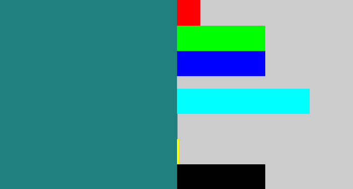 Hex color #20807f - blue green