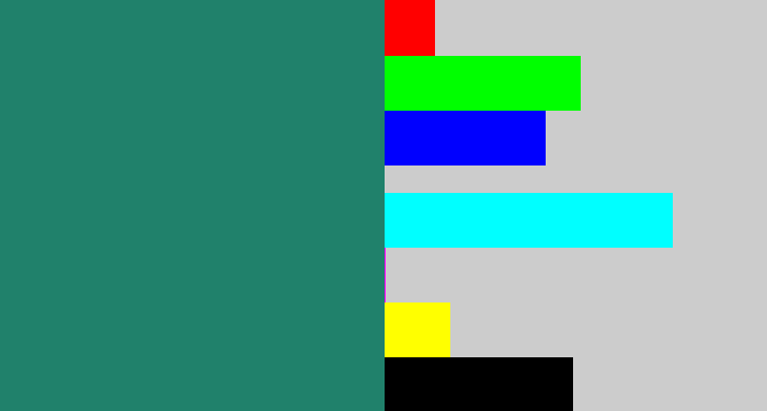 Hex color #20816b - blue green